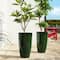 Glitzhome® 23.5" Gradient Green Faux Ceramic Tall Plastic Planters, 2ct.